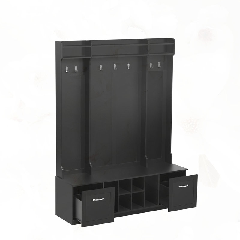 Banc de vestibule 5-en-1 avec portemanteau, Noir