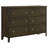 WIly 5 Piece Queen Bedroom Set, Dark Brown, Beige Upholstery, Nickel-114565895