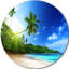 «Sunset Beach with Palm», reproduction de photo sur métal-820909816-820909818