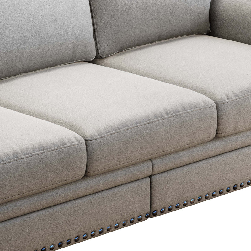 Canapé de rangement rembourré, H 34,5 po x l 82,68 po x P 31,89 po, 100 % polyester gris