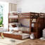 Twintwin Bunk Bed With Walnut Frame And Trundle For Extra Storage Functional In