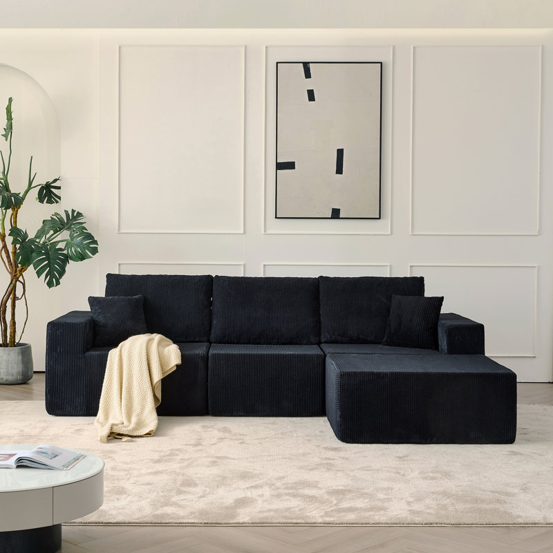Canapé modulaire 110 po Cloud, canapé désossé, 3 places avec repose-pieds et 2 coussins, parfait