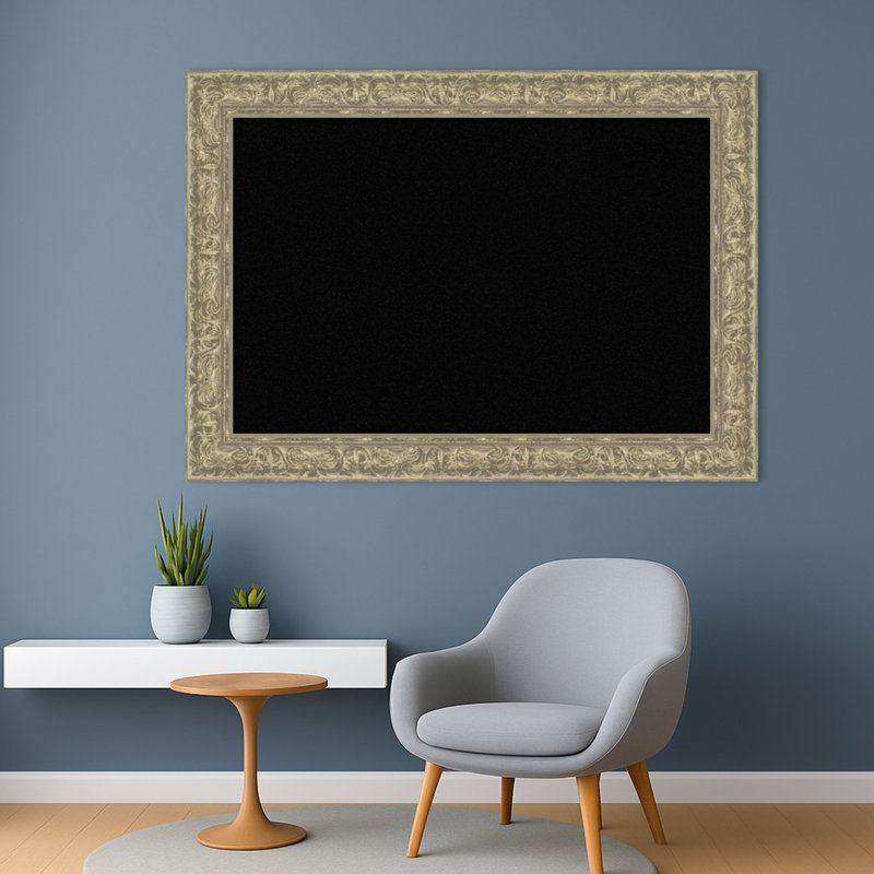 Tableau de luxe encadré argenté de luxe, babillard en liège, tableau d'organisation, tableau d'affichage, H 31 po x l 43 po