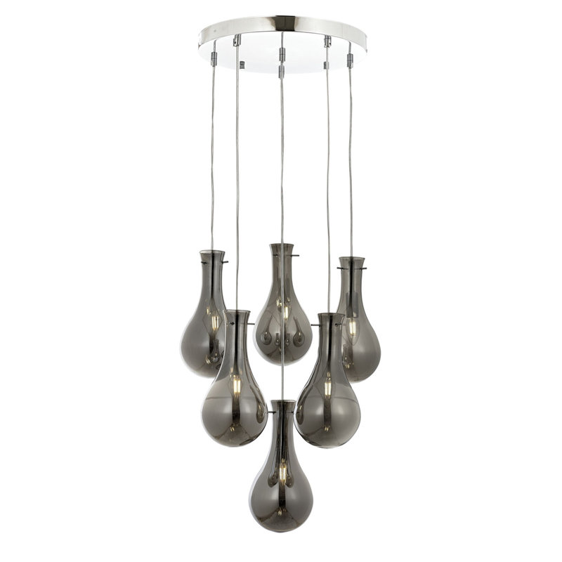 6 - Light Cluster Pendant, Gray, Silver