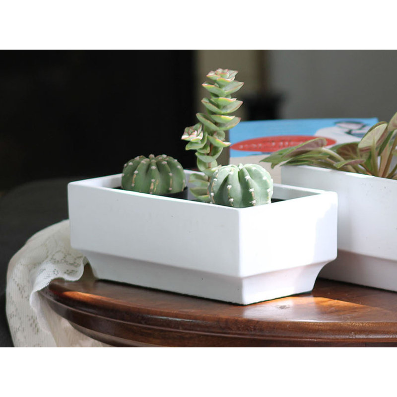 Boîte rectangulaire décorative en béton (paquet de 8) - Intérieur/Extérieur, 3" H x 8" W x 4" D, Set of 8