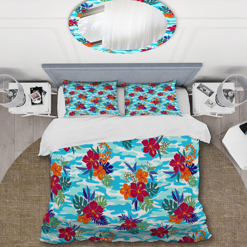 Ensemble de housse de couette en microfibre bleu / rouge / vert 3 pièces