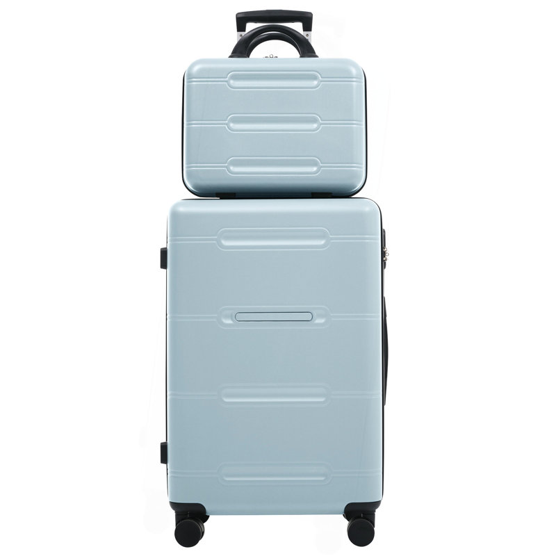 Ensemble de bagage 6 pièces, valise rigide avec double roulettes à poignée verrouillable, étui à cosmétiques 14 po, bagage 20/24/28 po avec sac de voyage et trousse de toilette