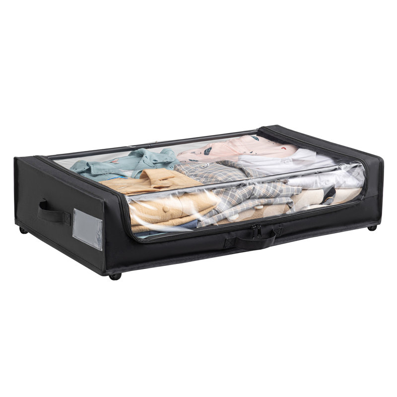 Ensemble de 2 contenants roulants de rangement sous le lit avec couvercle transparent, conception polyvalente peu encombrante et roulettes multidirectionnelles Smooth-Glide - idéales pour organiser les vêtements, les chaussures et plus encore