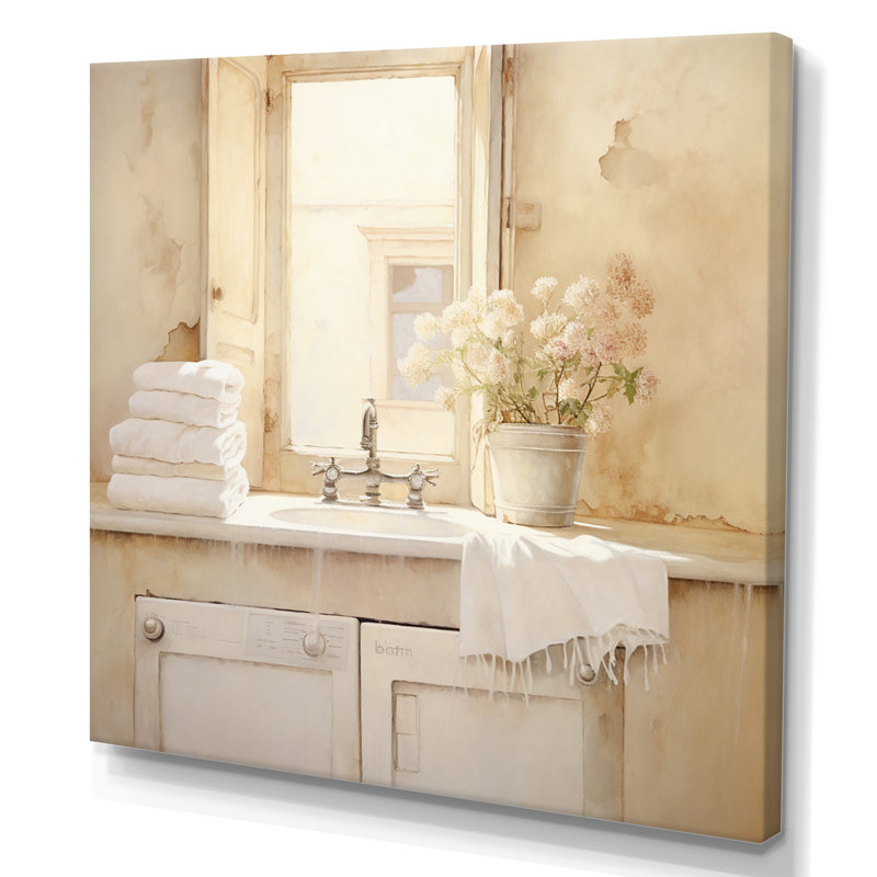 " Farmhouse Laundry Charm V ", 16" H x 16" W x 1" D, Wrapped Canvas