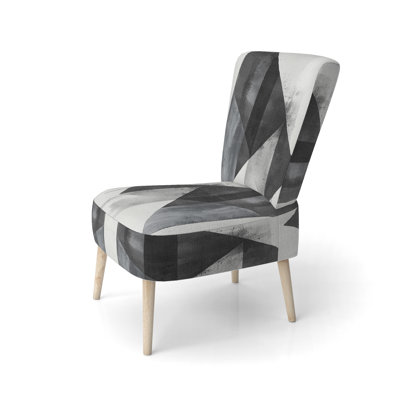 Abstract Shapes Upholstered Chair - Geometric Monochrome Angles I Side Chair