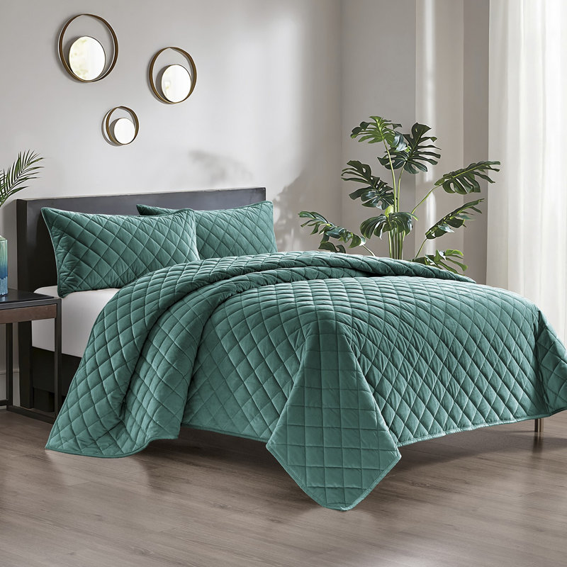 Ensemble de courtepointe Pointehaven, Bleu minéral, Courtepointe double et 2 taies décoratives standa