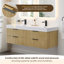 Meuble-lavabo double mural Livia de 60 po avec lavabo encastré blanc en imitation verre et miroir