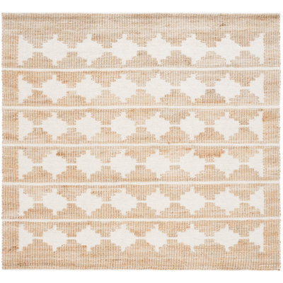 Ivory Natural Hand-Loomed Jute Wool Rug