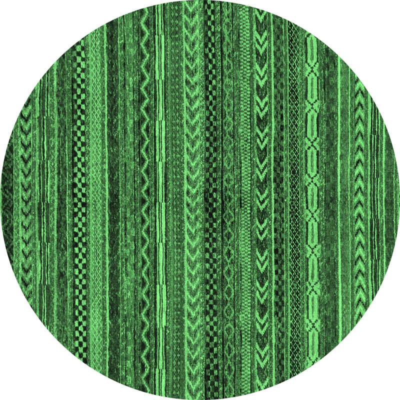 Tapis lavables à la machine à motif abstrait vert émeraude 2263, Rond 7 pi