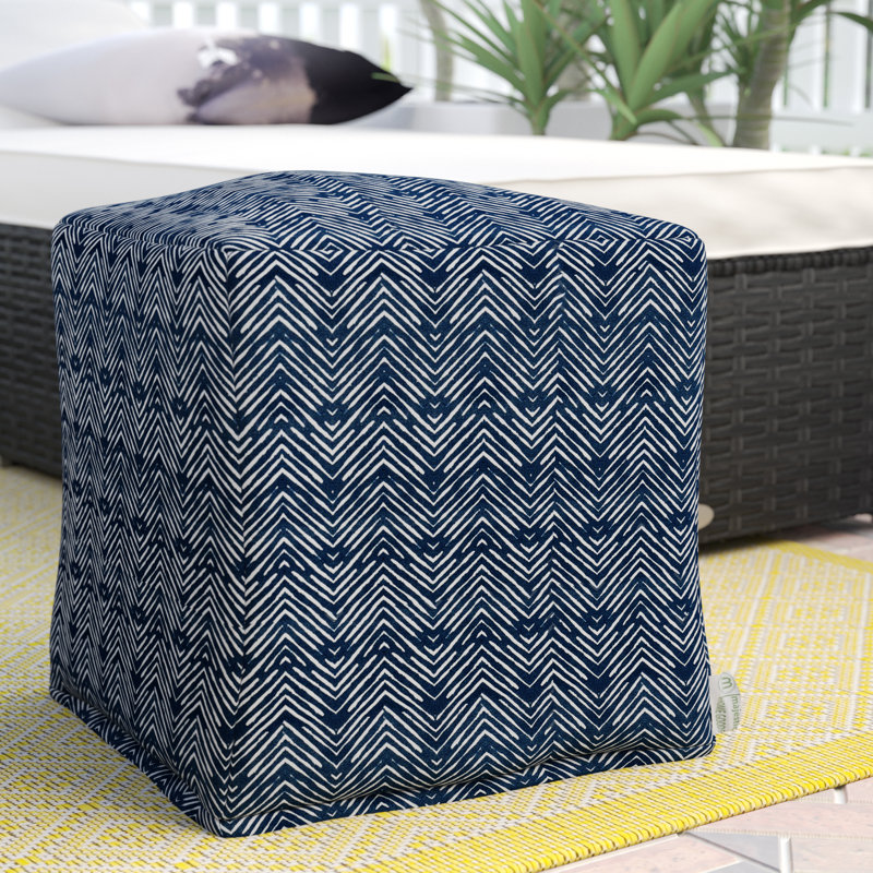 Petit repose-pieds d'extérieur avec coussin Glassell, Marine