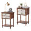 Table de chevet brune sculptée de 45,7 cm (18 po) de largeur, avec 2 tiroirs et une tablette ouverte-572727209-766435742