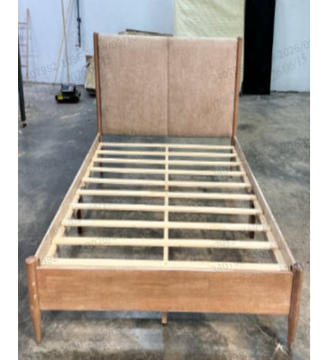Modern Queen Bed Frame with Upholstered Headboard and Wooden Legs