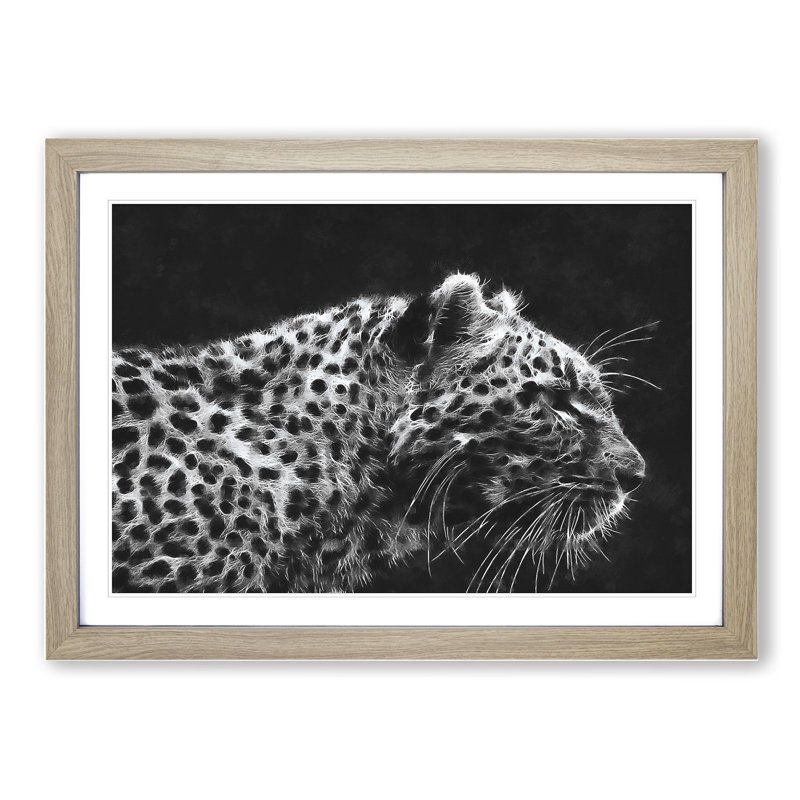 Leopard Vol.4 - Picture Frame Painting, 36cm H x 48cm W x 2cm D, Oak Framed