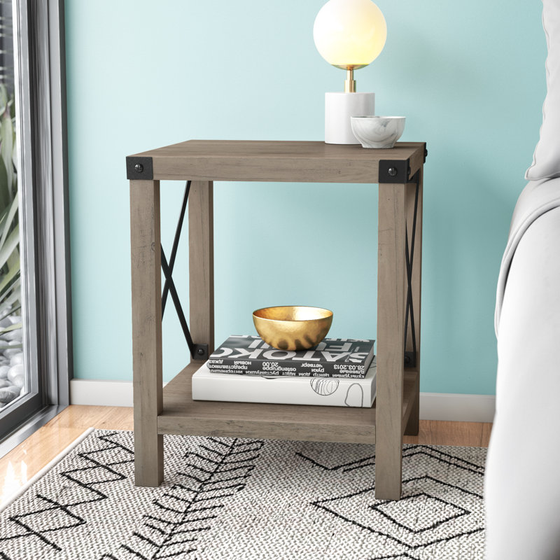 Larenda End Table with Open Storage Shelf, Gray Wash