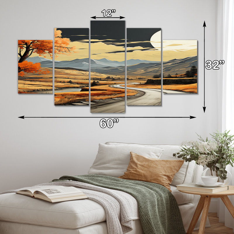 Road Endless Journey - Décoration murale Paysages - 5 panneaux