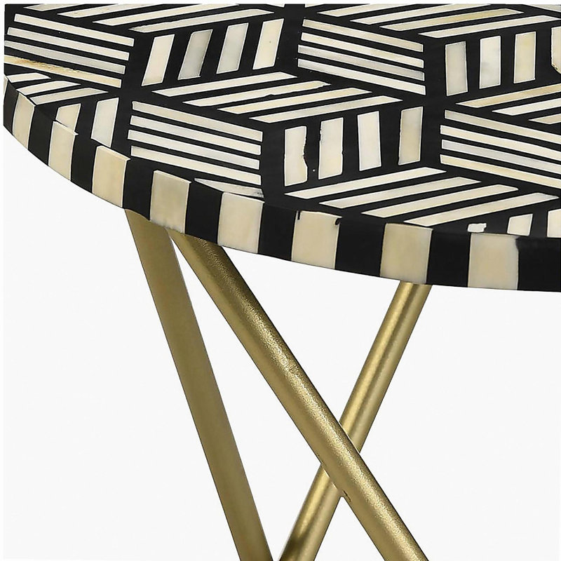 Table d'appoint noire, blanche et dorée