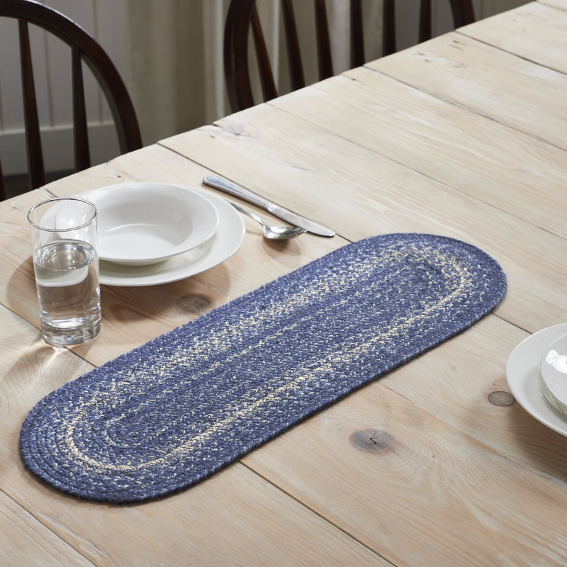 Birtwhistle Great Falls Blue Jute Table Runner, 24" L x 8" W