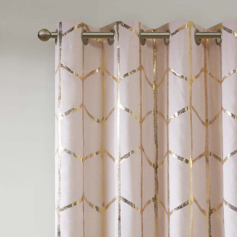 Blush and Gold Ground Length Blackout Cotton Polyester Window Panel