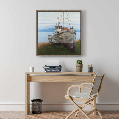 Old Abandoned Boat Canvas | Blue Boat Framed Wall Art Decor