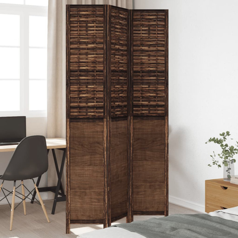 Farnum Solid Wood Accent Room Divider, 220cm H x 110cm W, Dark brown