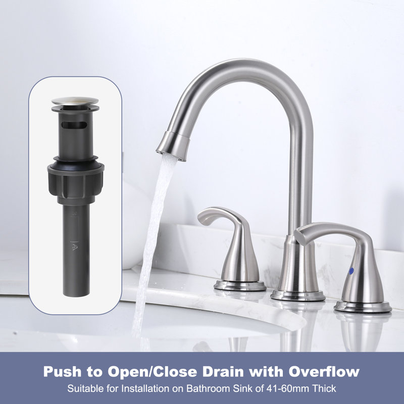 Widespread 2-handle Bathroom Faucet with Drain Assembly, Brushed Nickel