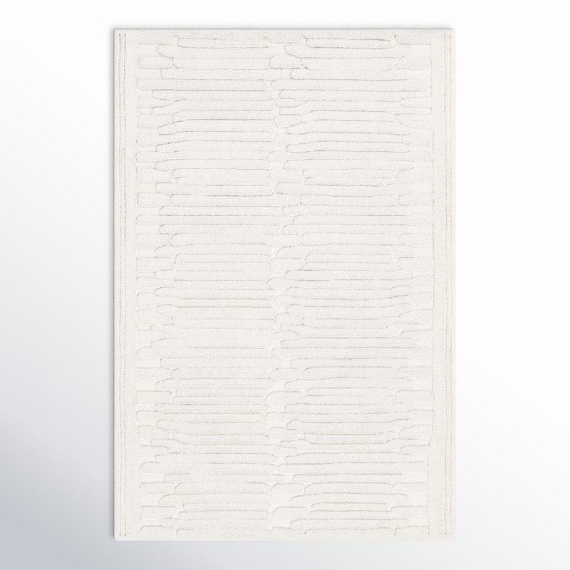 Tapis ivoire en laine / coton touffeté à la main Elona, Rectangle de 5 pi x 8 pi