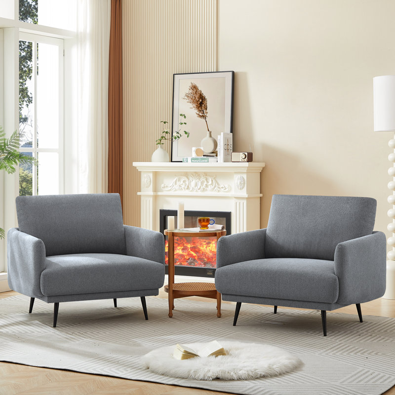 Fauteuil d'appoint à accoudoirs simples Chrisester Widest, Gris