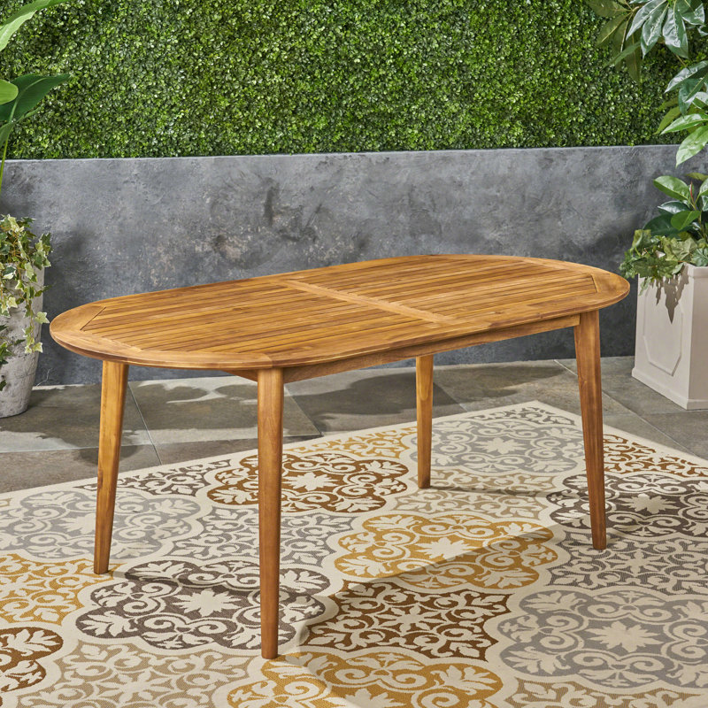 Table de salle à manger en bois massif Mount Barker, Teck