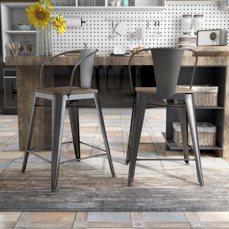 Kreig Solid Wood 25.5" Counter Stool, Gray