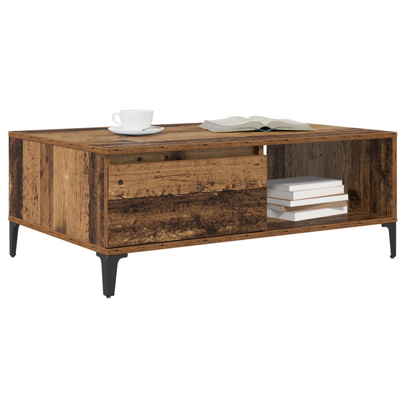 Coffee Table Couch Tea Side Table Chipboard, Old Wood, Black