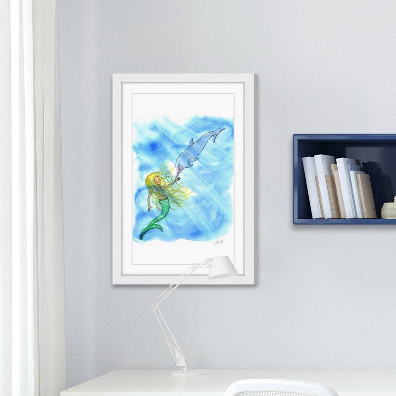« sirène dolphin' » par phyllis harris, reproduction d’art encadrée, H 24 po x l 16 po x P 1,5 po