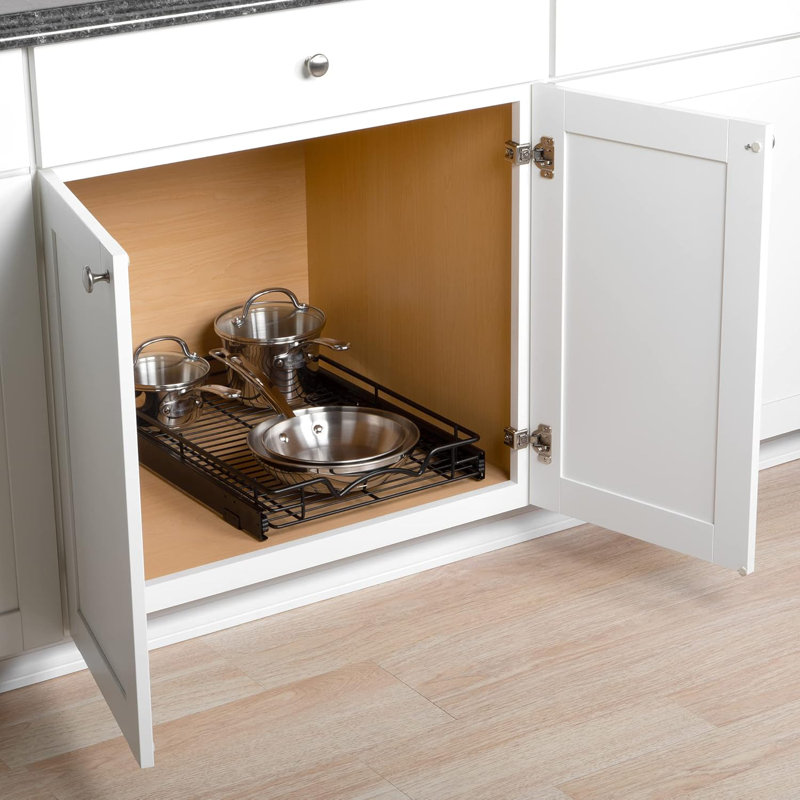 Organisateur d'armoire coulissant noir avec métal robuste et garantie à vie limitée, H 3,15 po x l 14,66 po x P 21 po