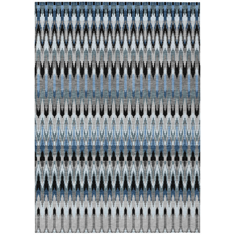 Tapis extérieur lavable gris anthracite et argenté 5 pi x 8 pi Southwestern