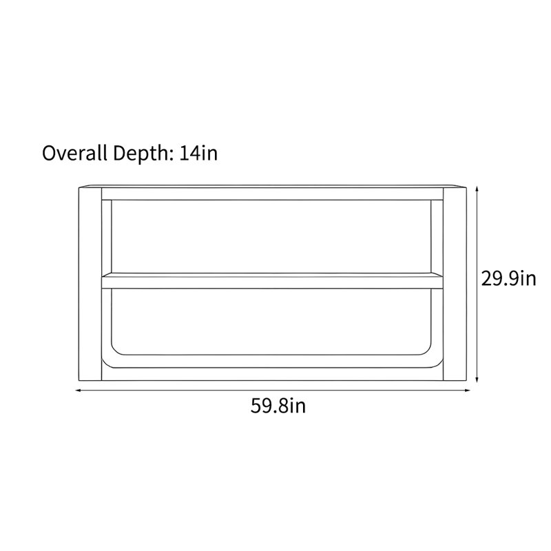 Console simple de style américain, H 29,9 po x l 59,8 po x P 14 po, Brun