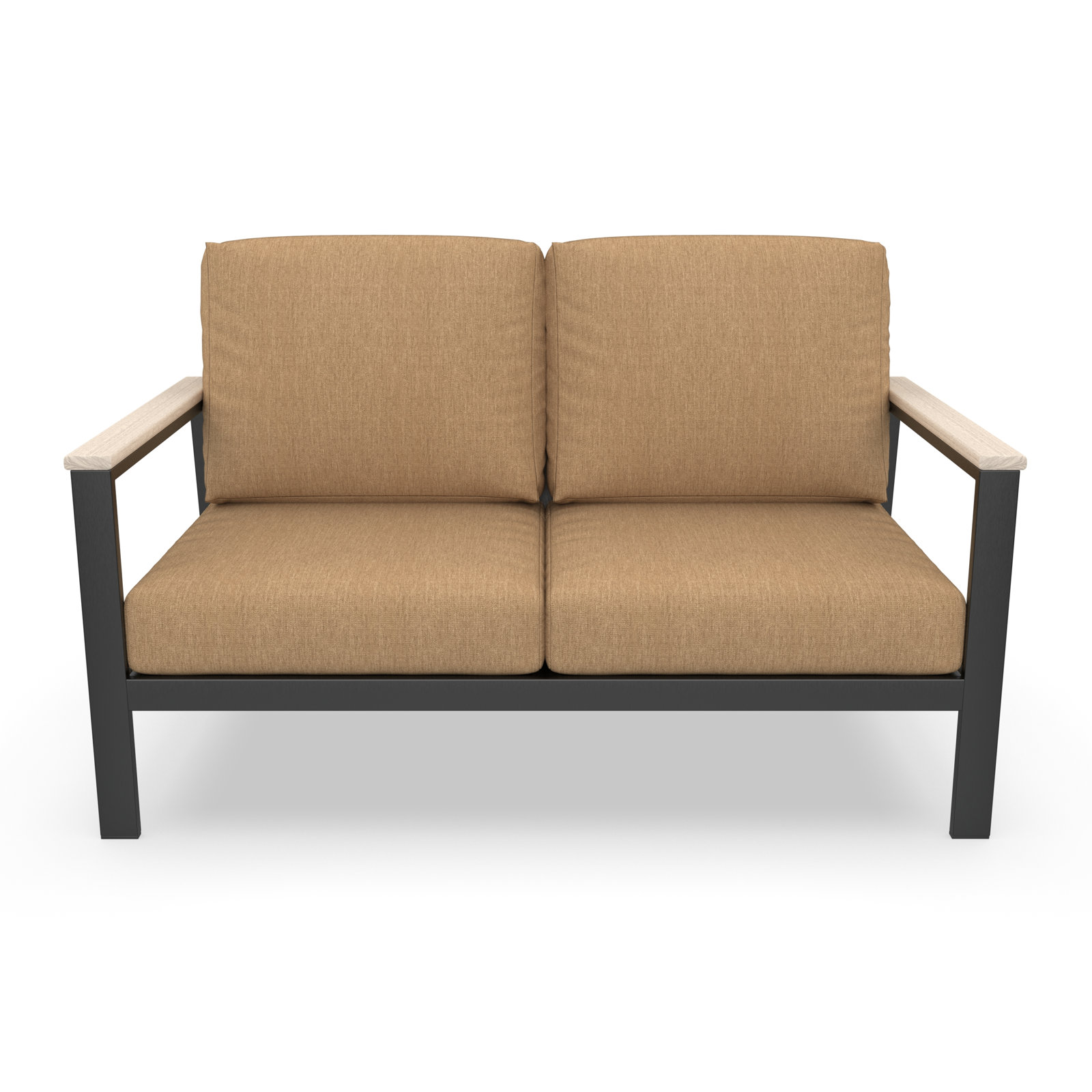 Townsend 55" Sunbrella® Patio Loveseat, White, Sunbrella Cavnas Heather Beige