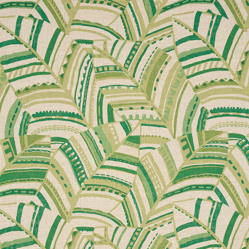 Deco Leaves Fabric, Green
