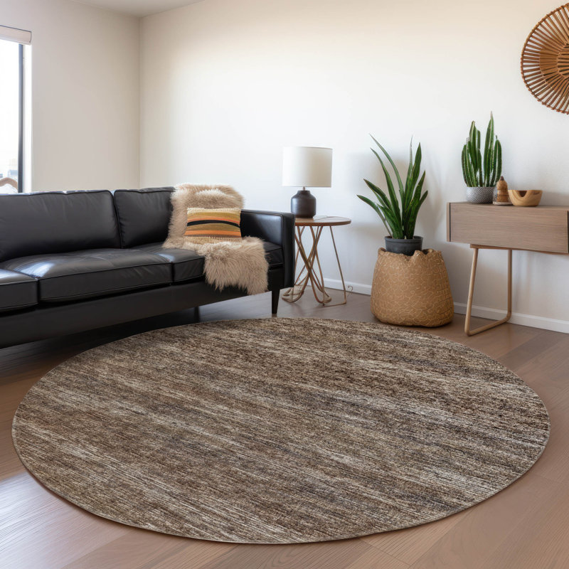 Tapis brun lavable à la machine de qualité supérieure Mayfield, Rond 8 pi