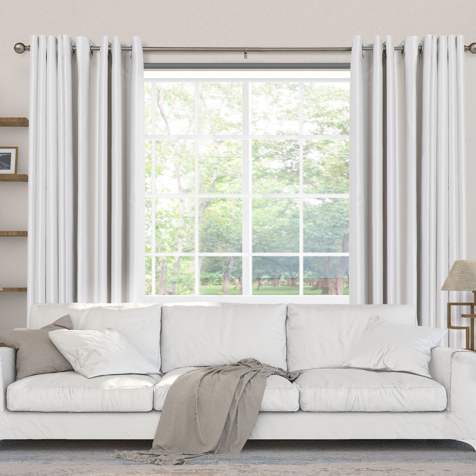 3/4" Adjustable Metal Single Curtain Rod, 28" - 48", Satin Nickel