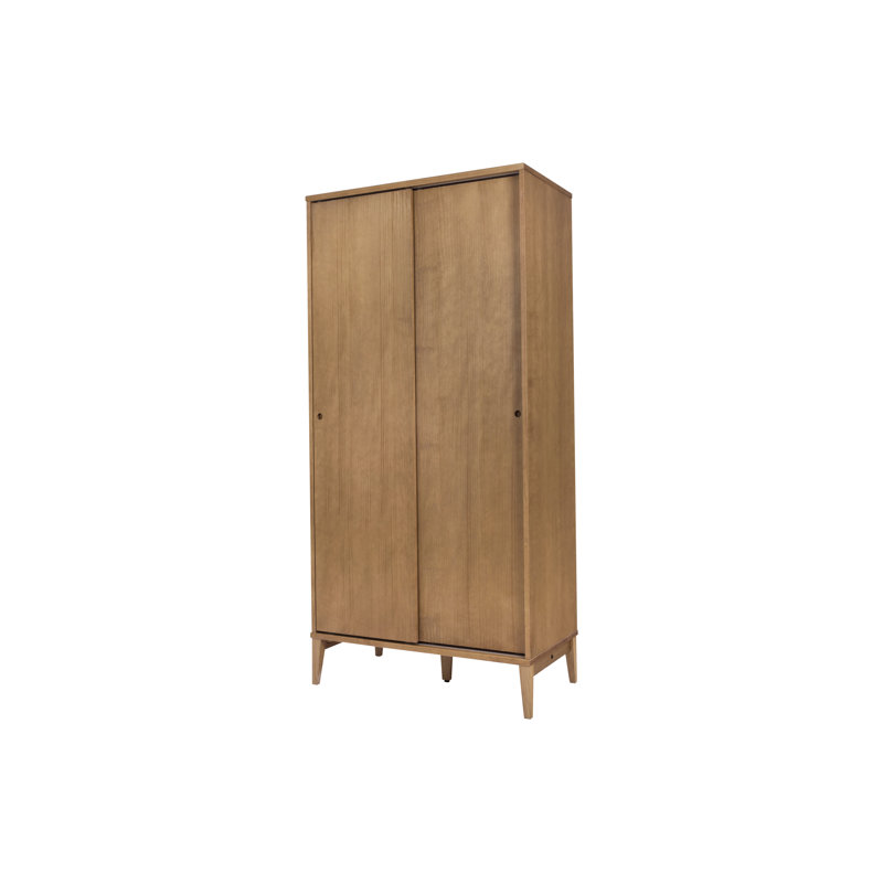 Aubrianna 2 Door Solid Wood Wardrobe, Brown