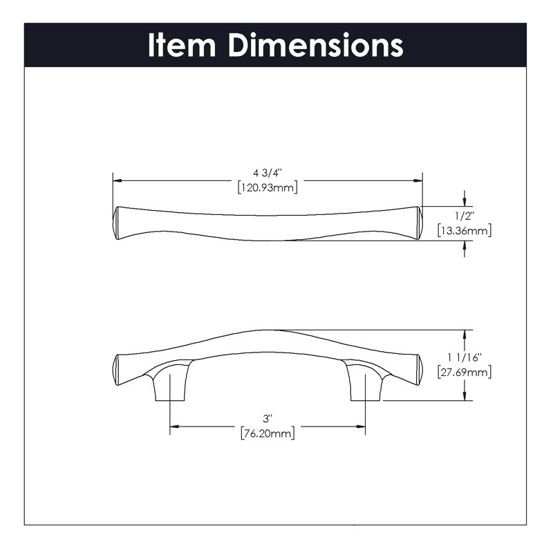 Olivet 3" Center to Center Arch Pull, Matte Black, 3"