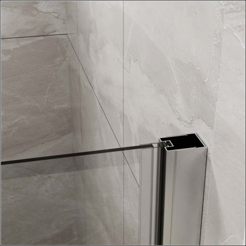 Panneau de douche pivotant en verre trempé Bifold, Chrome chrome