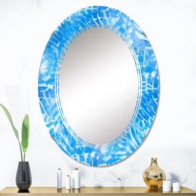 Blue Whirling Snowflakes - Miroir mural à motif ovale