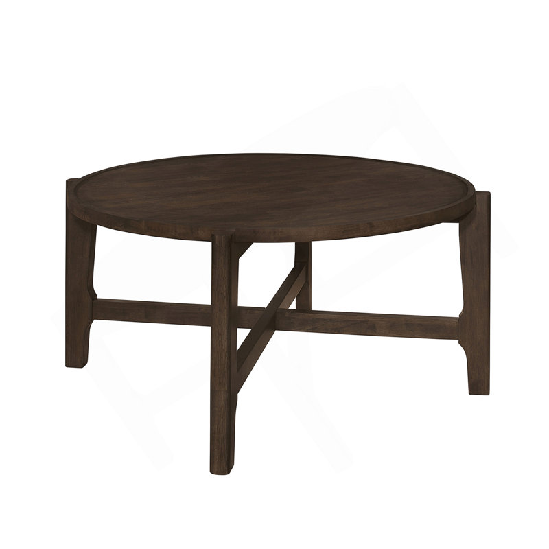 Table basse ronde en bois, brun foncé