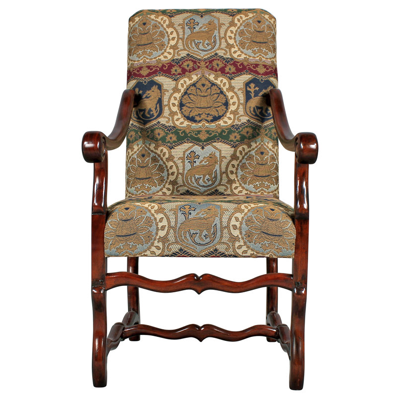 Mahogany High Back Upholstered Arm Chair