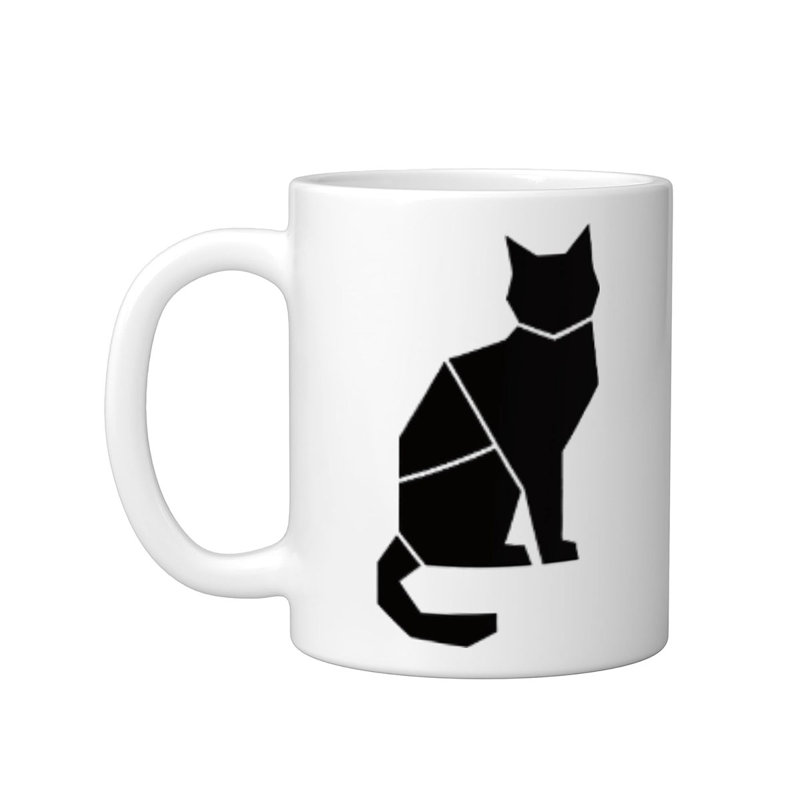 Geometric Cat Design Minimalist Abstract Art Ceramic Mug, 11oz